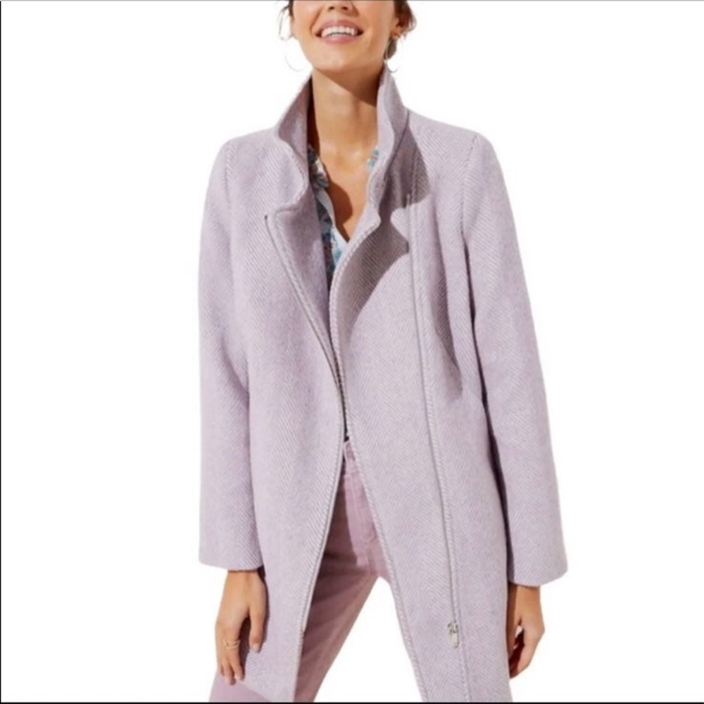 Ann Taylor LOFT Moto Pea Coat - Lavender - Medium